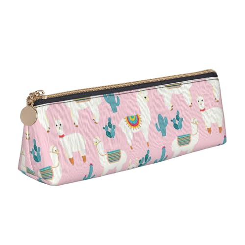 CADREWY Schlankes Federmäppchen mit Lama-Kaktus-Druck, großes Fassungsvermögen, 21,6 x 5,6 x 6,1 cm, dreieckiger Stifthalter mit Reißverschluss von CADREWY