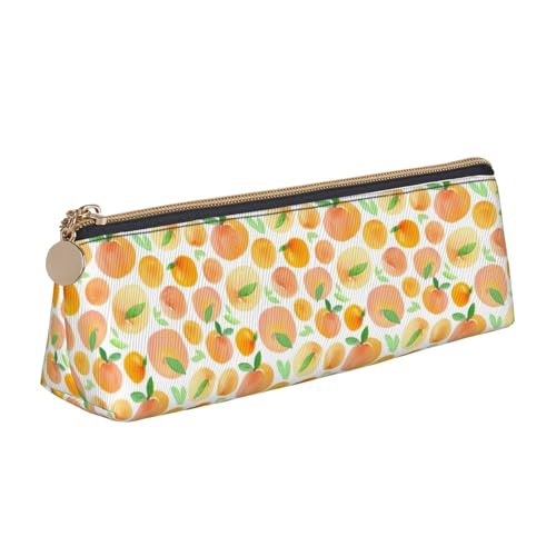 CADREWY Schlankes Federmäppchen mit Pfirsichdruck, großes Fassungsvermögen, 21,6 x 5,6 x 6,1 cm, dreieckiger Stifthalter mit Reißverschluss von CADREWY