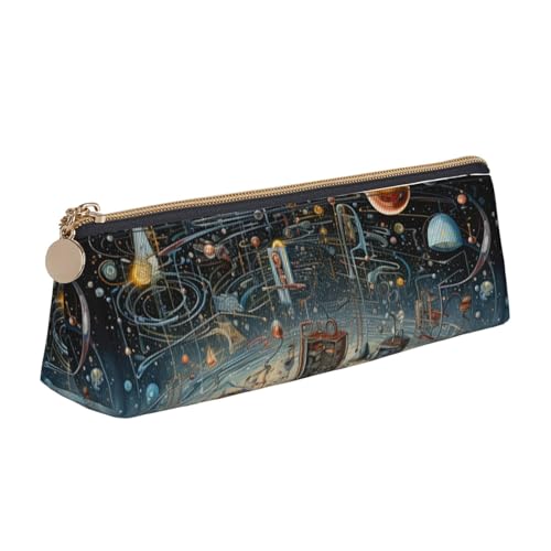 CADREWY Schlankes Federmäppchen mit Physik-Druck, großes Fassungsvermögen, 21,6 x 5,6 x 6,1 cm, dreieckiger Stifthalter mit Reißverschluss von CADREWY