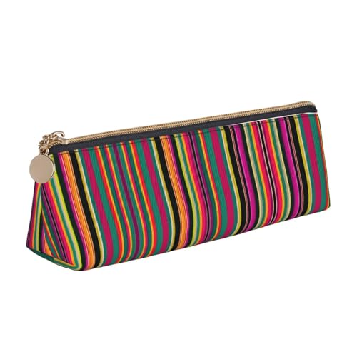 CADREWY Schlankes Federmäppchen mit Regenbogenfarben-Streifendruck, großes Fassungsvermögen, 21,6 x 5,6 x 6,1 cm, dreieckiger Stifthalter mit Reißverschluss von CADREWY