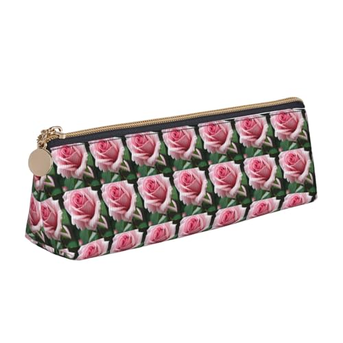 CADREWY Schlankes Federmäppchen mit Rosenblüten-Aufdruck, großes Fassungsvermögen, 21,6 x 5,6 x 6,1 cm, dreieckiger Stifthalter mit Reißverschluss von CADREWY