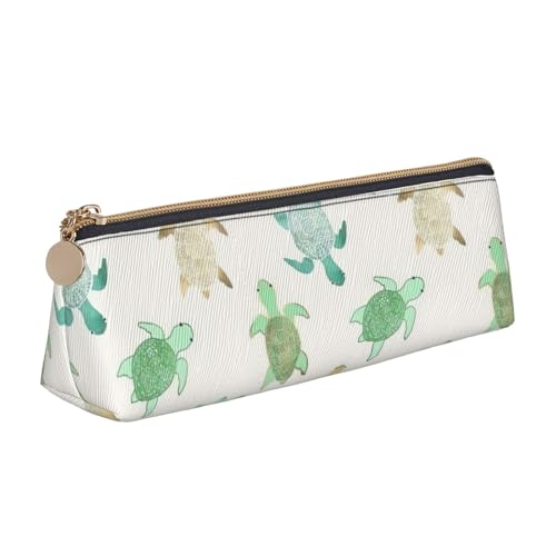 CADREWY Schlankes Federmäppchen mit Schildkröten-Aufdruck, großes Fassungsvermögen, 21,6 x 5,6 x 6,1 cm, dreieckiger Stifthalter mit Reißverschluss von CADREWY