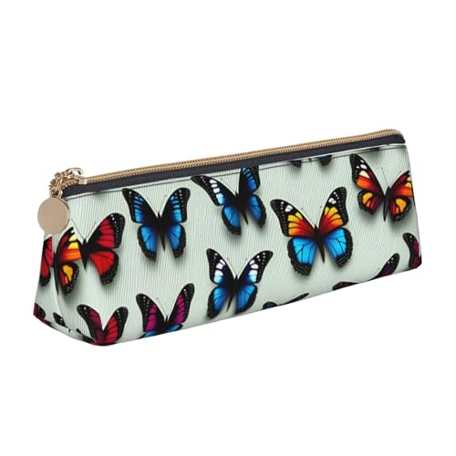 CADREWY Schlankes Federmäppchen mit Schmetterlings- und Cellodruck, großes Fassungsvermögen, 21,6 x 5,6 x 6,1 cm, dreieckiger Stifthalter mit Reißverschluss von CADREWY