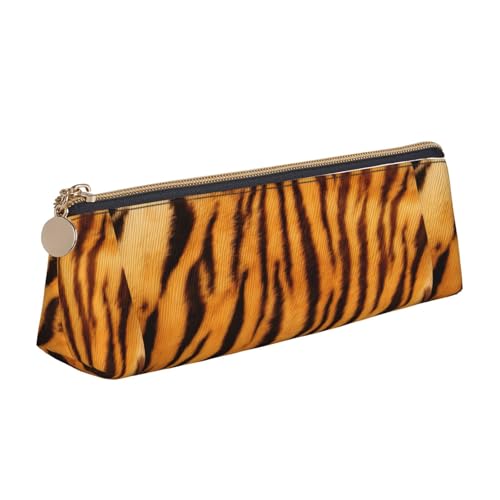 CADREWY Schlankes Federmäppchen mit Tiger-Streifenmuster, großes Fassungsvermögen, 21,6 x 5,6 x 6,1 cm, dreieckiger Stifthalter mit Reißverschluss von CADREWY