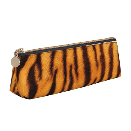 CADREWY Schlankes Federmäppchen mit Tiger-Streifenmuster, großes Fassungsvermögen, 21,6 x 5,6 x 6,1 cm, dreieckiger Stifthalter mit Reißverschluss von CADREWY