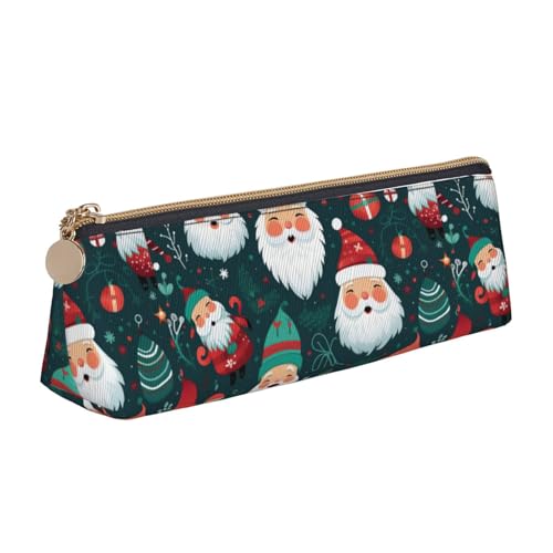 CADREWY Schlankes Federmäppchen mit Weihnachtsmann-Motiv, großes Fassungsvermögen, 21,6 x 5,6 x 6,1 cm, dreieckiger Stifthalter mit Reißverschluss von CADREWY