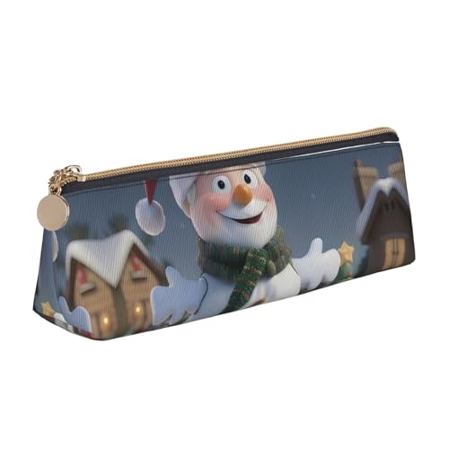 CADREWY Schlankes Federmäppchen mit Weihnachtsmann-Motiv, großes Fassungsvermögen, 21,6 x 5,6 x 6,1 cm, dreieckiger Stifthalter mit Reißverschluss von CADREWY