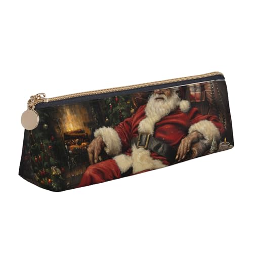 CADREWY Schlankes Federmäppchen mit Weihnachtsmotiv, großes Fassungsvermögen, 21,6 x 5,6 x 6,1 cm, dreieckiger Stifthalter mit Reißverschluss von CADREWY