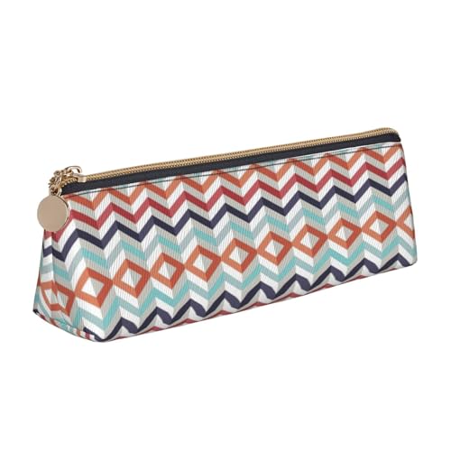 CADREWY Schlankes Federmäppchen mit Zick-Zack-Linien-Druck, großes Fassungsvermögen, 21,6 x 5,6 x 6,1 cm, dreieckiger Stifthalter mit Reißverschluss von CADREWY