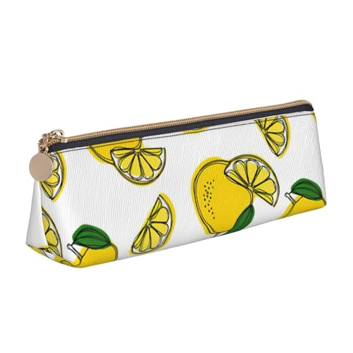 CADREWY Schlankes Federmäppchen mit Zitronenfrucht-Muster, großes Fassungsvermögen, 21,6 x 5,6 x 6,1 cm, dreieckiger Stifthalter mit Reißverschluss von CADREWY