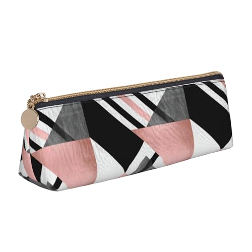 CADREWY Schlankes Federmäppchen mit abstraktem Dreieck, gestreift, großes Fassungsvermögen, 21,6 x 5,6 x 6,1 cm, dreieckiger Stifthalter mit Reißverschluss von CADREWY