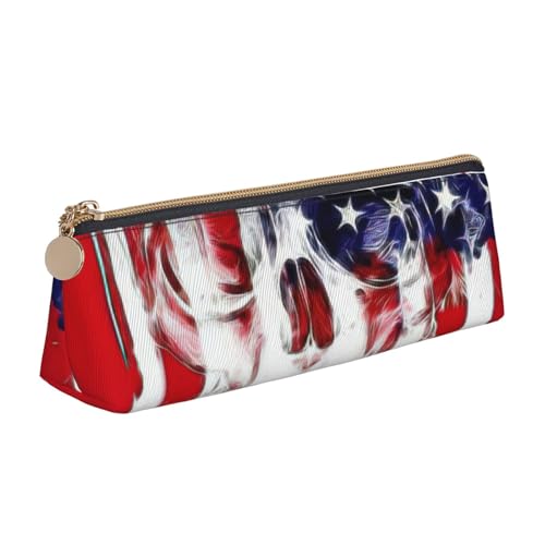 CADREWY Schlankes Federmäppchen mit amerikanischer Flagge, großes Fassungsvermögen, 21,6 x 5,6 x 6,1 cm, dreieckiger Stifthalter mit Reißverschluss von CADREWY