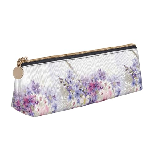 CADREWY Schlankes Federmäppchen mit floralem Efeu-Druck, großes Fassungsvermögen, 21,6 x 5,6 x 6,1 cm, dreieckiger Stifthalter mit Reißverschluss von CADREWY