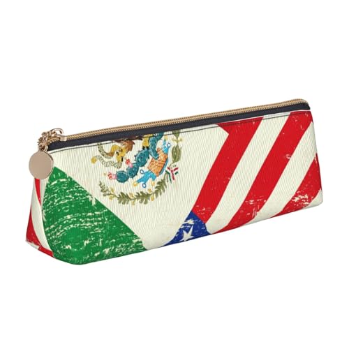 CADREWY Schlankes Federmäppchen mit mexikanischer Flagge, großes Fassungsvermögen, 21,6 x 5,6 x 6,1 cm, dreieckiger Stifthalter mit Reißverschluss von CADREWY