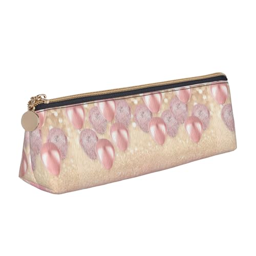 CADREWY Schlankes Federmäppchen mit pinkem Glitzerballon-Druck, großes Fassungsvermögen, 21,6 x 5,6 x 6,1 cm, dreieckiger Stifthalter mit Reißverschluss von CADREWY