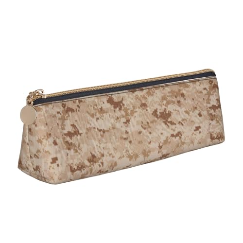 CADREWY Schlankes Federmäppchen mit strukturiertem Hintergrund in braunem Druck, großes Fassungsvermögen, 21,6 x 5,6 x 6,1 cm, dreieckiger Stifthalter mit Reißverschluss von CADREWY