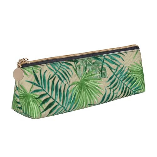 CADREWY Schlankes Federmäppchen mit transparentem Palmblatt-Muster, großes Fassungsvermögen, 21,6 x 5,6 x 6,1 cm, dreieckiger Stifthalter mit Reißverschluss von CADREWY