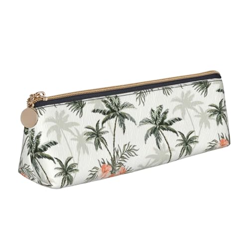 CADREWY Schlankes Federmäppchen mit tropischem Palmen-Druck, großes Fassungsvermögen, 21,6 x 5,6 x 6,1 cm, dreieckiger Stifthalter mit Reißverschluss von CADREWY
