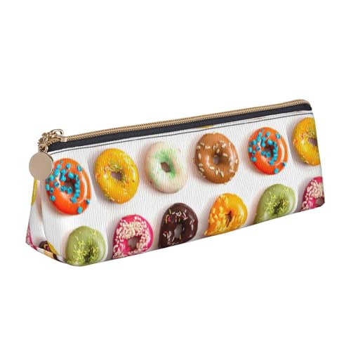 CADREWY Schlankes Federmäppchen mit verschiedenen Geschmacksrichtungen von Donuts, großes Fassungsvermögen, 21,6 x 5,6 x 6,1 cm, dreieckiger Stifthalter mit Reißverschluss von CADREWY