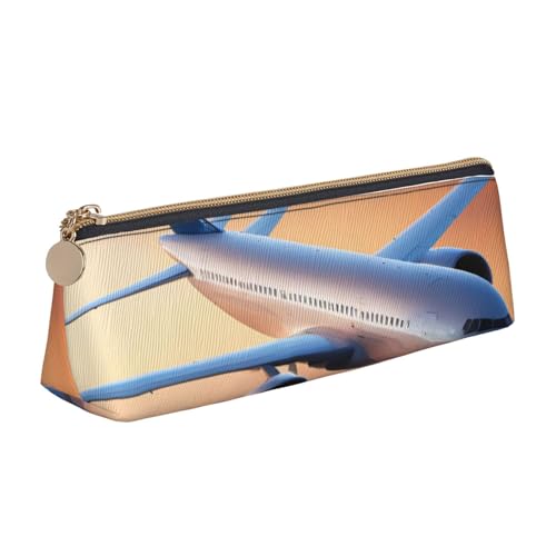 CADREWY Schönes Federmäppchen mit Himmelsflugzeug-Druck, großes Fassungsvermögen, 21,6 x 5,6 x 6,1 cm, dreieckiger Stifthalter mit Reißverschluss von CADREWY
