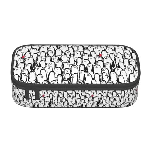 CADREWY Stilvolles, geräumiges Federmäppchen mit Pinguin-Aufdruck, 21,6 x 5,1 x 9,4 cm, funktionale Aufbewahrung für Büro und Make-up von CADREWY