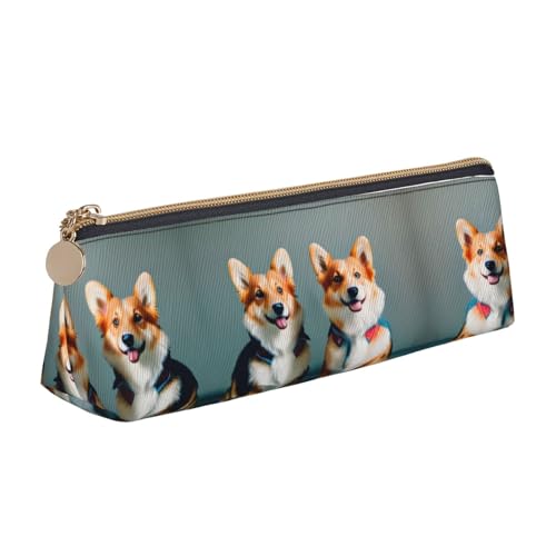 CADREWY Wearing Clothes Federmäppchen mit niedlichem Corgi-Hunde-Aufdruck, großes Fassungsvermögen, 21,6 x 5,6 x 6,1 cm, dreieckiger Stifthalter mit Reißverschluss von CADREWY