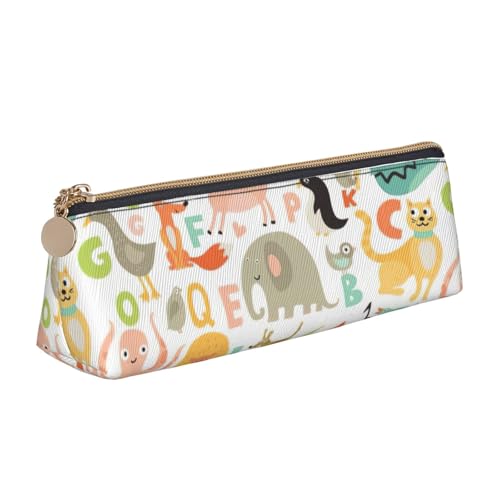 CADREWY Zoo Federmäppchen mit Tiermotiv, großes Fassungsvermögen, 21,6 x 5,6 x 6,1 cm, dreieckiger Stifthalter mit Reißverschluss von CADREWY