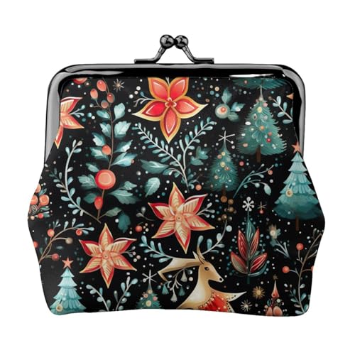 Christmas Day Print Portable Women Coin Purse Cute Mini Zipper Wallet with Kiss Lock Credit Cards, Black, One Size von CADREWY