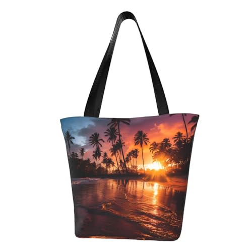 Coconut Sunset Print Bequeme Schultertasche Sommer Handtasche Reise Strand Arbeit Alltag Vielseitig Tragen von CADREWY