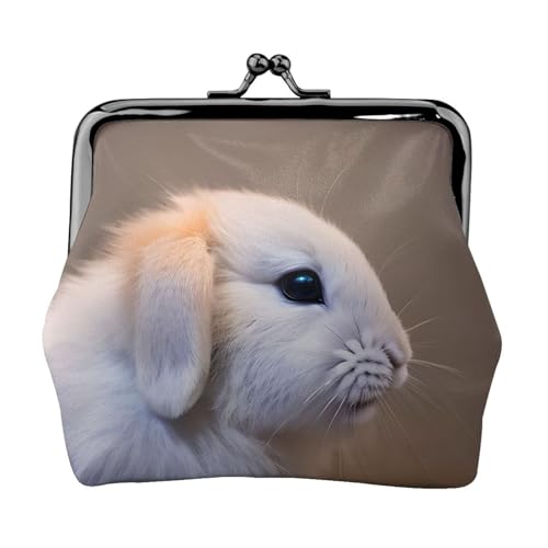 Cry Rabbit Print Portable Women Coin Purse Cute Mini Zipper Wallet with Kiss Lock Credit Cards, Black, One Size von CADREWY