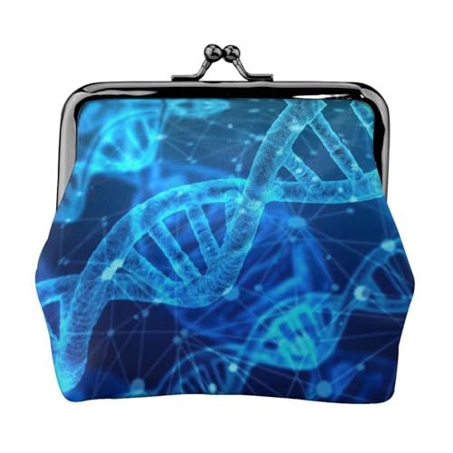 DNA Kette Fotodruck Tragbare Frauen Münzbörse Niedlich Mini Reißverschluss Geldbörse mit Kussschloss Kreditkarten Schwarz, Einheitsgröße von CADREWY