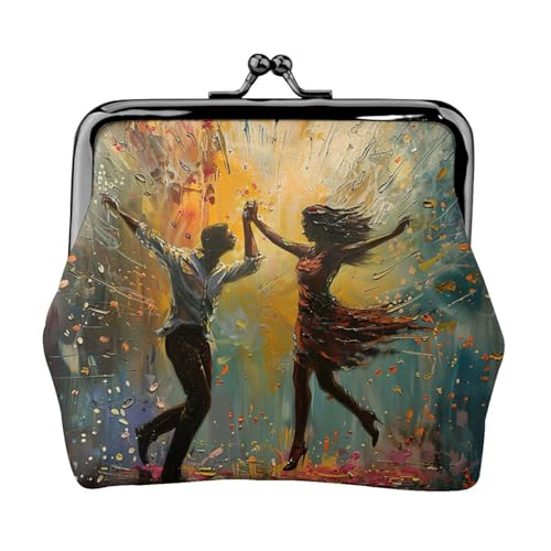 Dance With Music Print Portable Women Coin Purse Cute Mini Zipper Wallet with Kiss Lock Credit Cards, Black, One Size von CADREWY