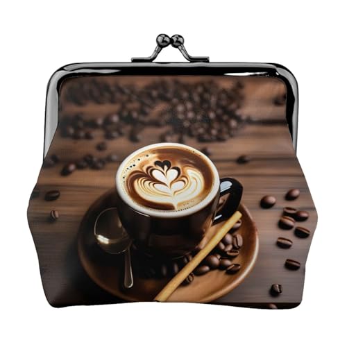 Delicious Heart Coffee Print Portable Women Coin Purse Cute Mini Zipper Wallet with Kiss Lock Credit Cards von CADREWY