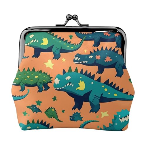 Dinosaurier-Druck, tragbare Damen-Münzgeldbörse, niedlich, Mini-Reißverschluss, Geldbörse mit Kussverschluss, Kreditkarten, Schwarz, Einheitsgröße von CADREWY