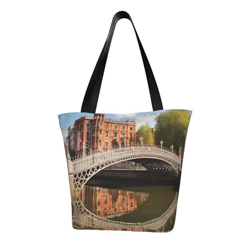Dublin Irland Ha Penny Bridge River Print Bequeme Schultertasche Sommer Handtasche Reise Strand Arbeit Alltag Vielseitig Tragen von CADREWY