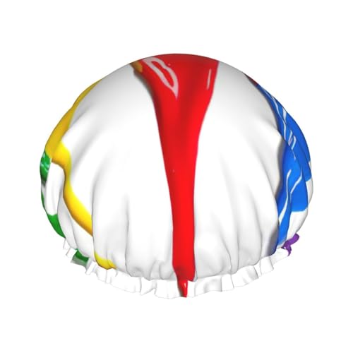 Duschhaube mit Farbspritzer-Hintergrund, leichter Hut, geeignet für Frauen mit langen Haaren, weicher Duschhut von CADREWY