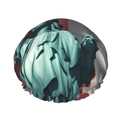 Duschhaube mit Freiheitsstatue-Flagge, leichter Hut, geeignet für Frauen mit langen Haaren, weicher Duschhut von CADREWY