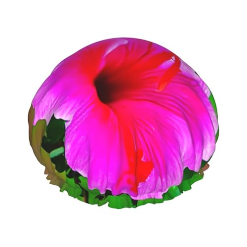 Duschhaube mit Hibiskus-Blumenmuster, leichter Hut, geeignet für Frauen mit langen Haaren, weicher Duschhut von CADREWY