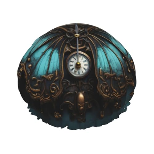 Duschhaube mit Uhr, Schmetterlingsdruck, leicht, geeignet für Frauen mit langen Haaren, weicher Duschhut von CADREWY