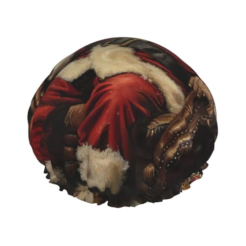 Duschhaube mit Weihnachtsdruck, leicht, geeignet für Frauen mit langen Haaren, weicher Duschhut von CADREWY