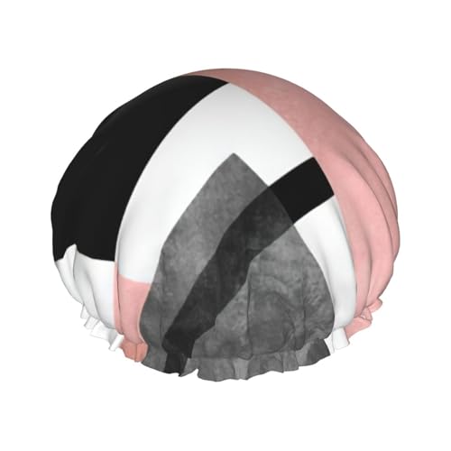 Duschhaube mit abstraktem Dreieck, gestreift, leichter Hut, geeignet für Frauen mit langen Haaren, weicher Duschhut von CADREWY
