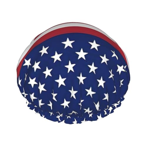 Duschhaube mit amerikanischer Flagge, Sterne, Streifen, leichter Hut, geeignet für Frauen mit langen Haaren, weicher Duschhut von CADREWY