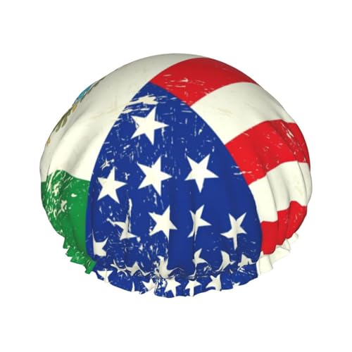 Duschhaube mit mexikanischer amerikanischer Flagge, leichter Hut, geeignet für Frauen mit langen Haaren, weicher Duschhut von CADREWY