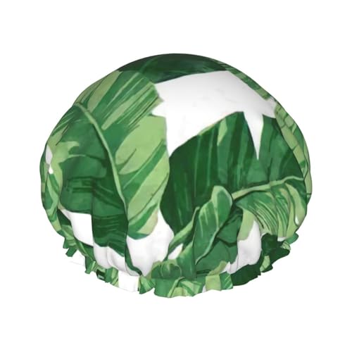 Duschhaube mit niedlichem grünen Palmenblättern, leichter Hut, geeignet für Frauen mit langen Haaren, weicher Duschhut von CADREWY