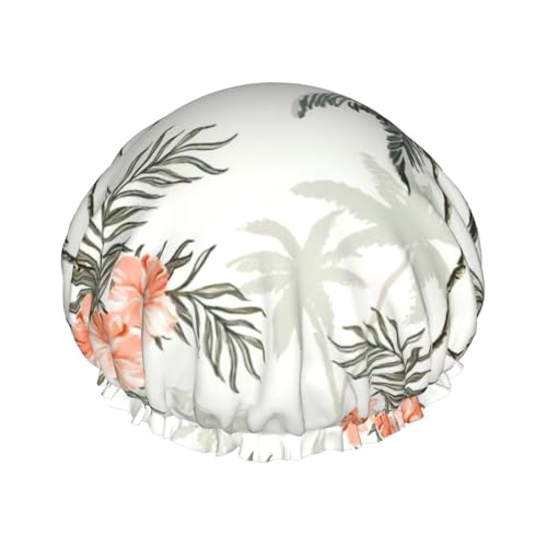 Duschhaube mit tropischen Palmen, leichter Hut, geeignet für Frauen mit langen Haaren, weicher Duschhut von CADREWY