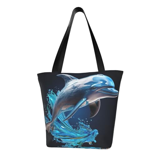 Einzigartige 3D-Tier-Delfin-Druck, bequeme Umhängetasche, Sommerhandtasche, Reisen, Strand, Arbeit, täglicher Gebrauch, vielseitiges Tragen von CADREWY