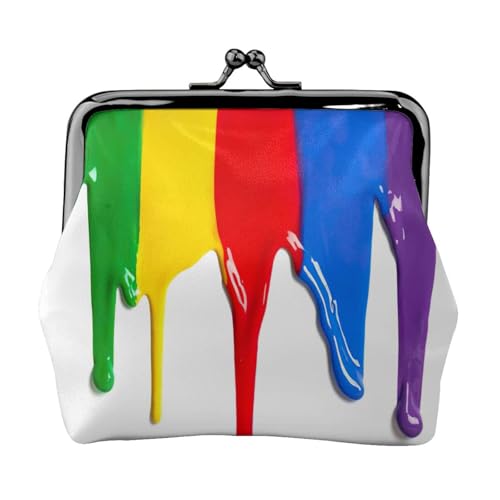 Farbspritzer Hintergrund Druck Tragbare Frauen Münzbörse Niedlich Mini Reißverschluss Geldbörse mit Kiss Lock Kreditkarten Schwarz, Einheitsgröße von CADREWY