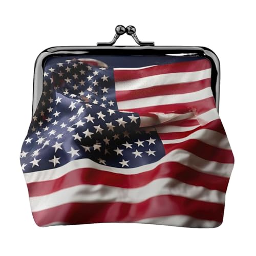 Feuerwehrmann Amerikanische Flagge Druck Tragbare Frauen Münzbörse Niedlich Mini Reißverschluss Geldbörse mit Kussschloss Kreditkarten Schwarz Einheitsgröße von CADREWY