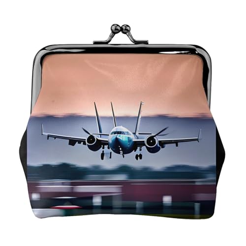 Fly Airplane Print Portable Women Coin Purse Cute Mini Zipper Wallet with Kiss Lock Credit Cards, Black, One Size von CADREWY