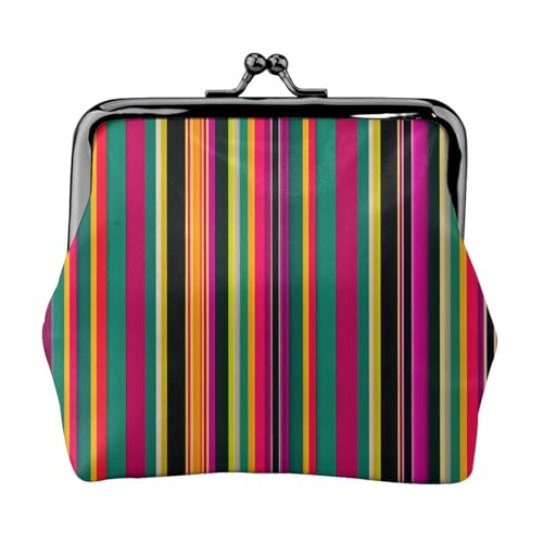 Geldbörse für Damen, Regenbogenfarben, gestreift, tragbar, niedlich, Mini-Reißverschluss, mit Kussverschluss, Kreditkarten von CADREWY